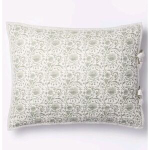 Decorative Border Cotton Slub Shams Lght Green Botanical Threshold Studio McGee